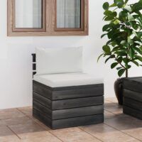 Ogrodowa sofa środkowa z palet, z poduszkami, drewno sosnowe