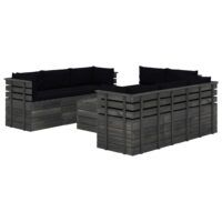 9-cz. zestaw wypoczynkowy z palet, z poduszkami, lita sosna