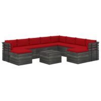 11-cz. zestaw wypoczynkowy z palet, z poduszkami, lita sosna