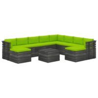 11-cz. zestaw wypoczynkowy z palet, z poduszkami, lita sosna