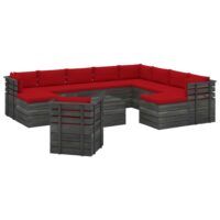 12-cz. zestaw wypoczynkowy z palet, z poduszkami, lita sosna