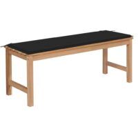 Ławka ogrodowa z czarną poduszką, 120 cm, lite drewno tekowe