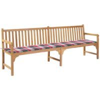 Ławka ogrodowa z poduszką w czerwoną kratę, 240 cm, tek