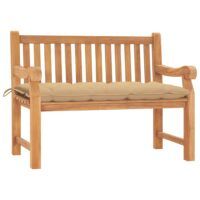 Ławka ogrodowa z poduszką, 120 cm, lite drewno tekowe