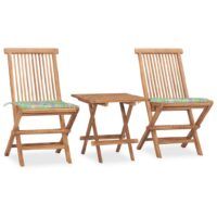 3-cz. zestaw mebli ogrodowych z poduszkami, składany, tekowy