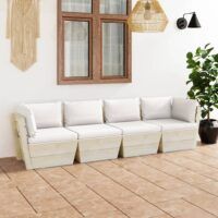 Ogrodowa sofa 4-osobowa z palet, z poduszkami, drewno świerkowe
