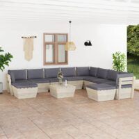 11-cz. zestaw wypoczynkowy z palet, z poduszkami, świerk