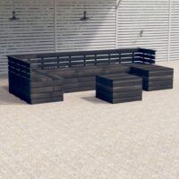 8-cz. zestaw wypoczynkowy z palet, lita sosna, ciemnoszary