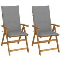 Rozkładane krzesła ogrodowe z poduszkami, 2 szt., lita akacja