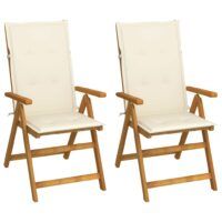 Rozkładane krzesła ogrodowe z poduszkami, 2 szt., lita akacja