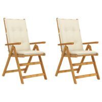 Rozkładane krzesła ogrodowe z poduszkami, 2 szt., lita akacja
