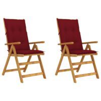 Rozkładane krzesła ogrodowe z poduszkami, 2 szt., lita akacja