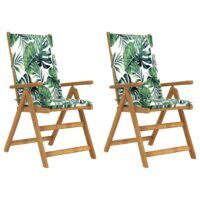 Rozkładane krzesła ogrodowe z poduszkami, 2 szt., lita akacja