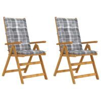 Rozkładane krzesła ogrodowe z poduszkami, 2 szt., lita akacja