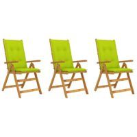 Składane krzesła ogrodowe z poduszkami, 3 szt., drewno akacjowe