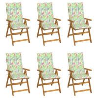 Składane krzesła ogrodowe z poduszkami, 6 szt., drewno akacjowe