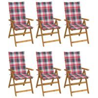 Składane krzesła ogrodowe z poduszkami, 6 szt., drewno akacjowe