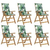 Składane krzesła ogrodowe z poduszkami, 6 szt., drewno akacjowe