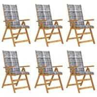 Składane krzesła ogrodowe z poduszkami, 6 szt., drewno akacjowe