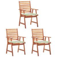 Krzesła ogrodowe z poduszkami, 3 szt., lite drewno akacjowe