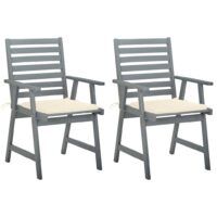 Krzesła ogrodowe z poduszkami, 2 szt., lite drewno akacjowe