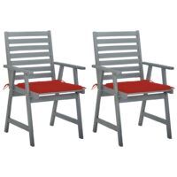 Krzesła ogrodowe z poduszkami, 2 szt., lite drewno akacjowe