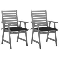 Krzesła ogrodowe z poduszkami, 2 szt., lite drewno akacjowe