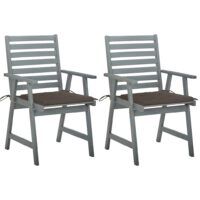 Krzesła ogrodowe z poduszkami, 2 szt., lite drewno akacjowe