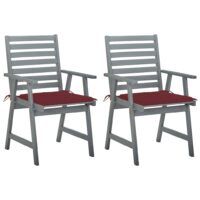 Krzesła ogrodowe z poduszkami, 2 szt., lite drewno akacjowe