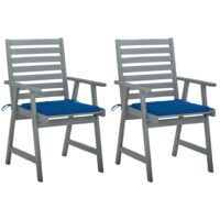 Krzesła ogrodowe z poduszkami, 2 szt., lite drewno akacjowe