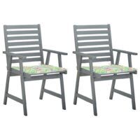 Krzesła ogrodowe z poduszkami, 2 szt., lite drewno akacjowe