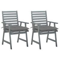 Krzesła ogrodowe z poduszkami, 2 szt., lite drewno akacjowe