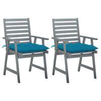 Krzesła ogrodowe z poduszkami, 2 szt., lite drewno akacjowe