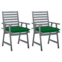 Krzesła ogrodowe z poduszkami, 2 szt., lite drewno akacjowe