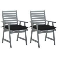 Krzesła ogrodowe z poduszkami, 2 szt., lite drewno akacjowe