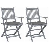 Składane krzesła ogrodowe, 2 szt., z poduszkami, akacjowe
