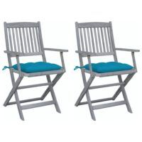 Składane krzesła ogrodowe, 2 szt., z poduszkami, akacjowe