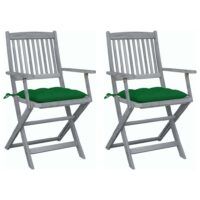 Składane krzesła ogrodowe, 2 szt., z poduszkami, akacjowe