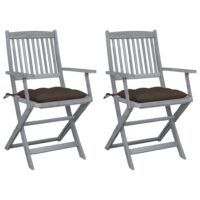 Składane krzesła ogrodowe, 2 szt., z poduszkami, akacjowe