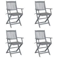 Składane krzesła ogrodowe, 4 szt., poduszki, drewno akacjowe