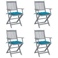 Składane krzesła ogrodowe, 4 szt., poduszki, drewno akacjowe