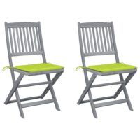 Składane krzesła ogrodowe, 2 szt., poduszki, drewno akacjowe
