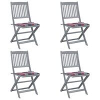 Składane krzesła ogrodowe z poduszkami, 4 szt., drewno akacjowe