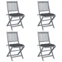 Składane krzesła ogrodowe, 4 szt., z poduszkami, akacjowe