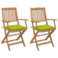 Składane krzesła ogrodowe z poduszkami, 2 szt., drewno akacjowe