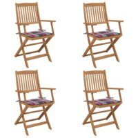 Składane krzesła ogrodowe z poduszkami, 4 szt., drewno akacjowe