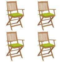 Składane krzesła ogrodowe z poduszkami, 4 szt., drewno akacjowe