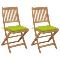 Składane krzesła ogrodowe z poduszkami, 2 szt., drewno akacjowe
