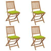 Składane krzesła ogrodowe z poduszkami, 4 szt., drewno akacjowe
