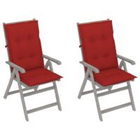 Rozkładane krzesła ogrodowe z poduszkami, 2 szt., lita akacja